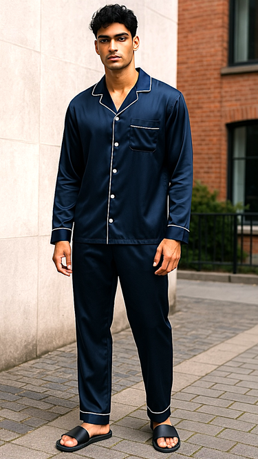 Men’s Plain Navy Silk